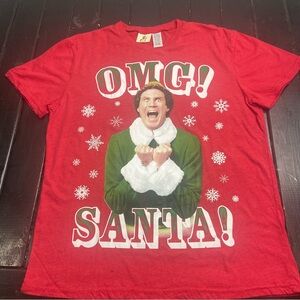 ELF WILL FARREL OMG SANTA CHRISTMAS Red Men's T-Shirt Large